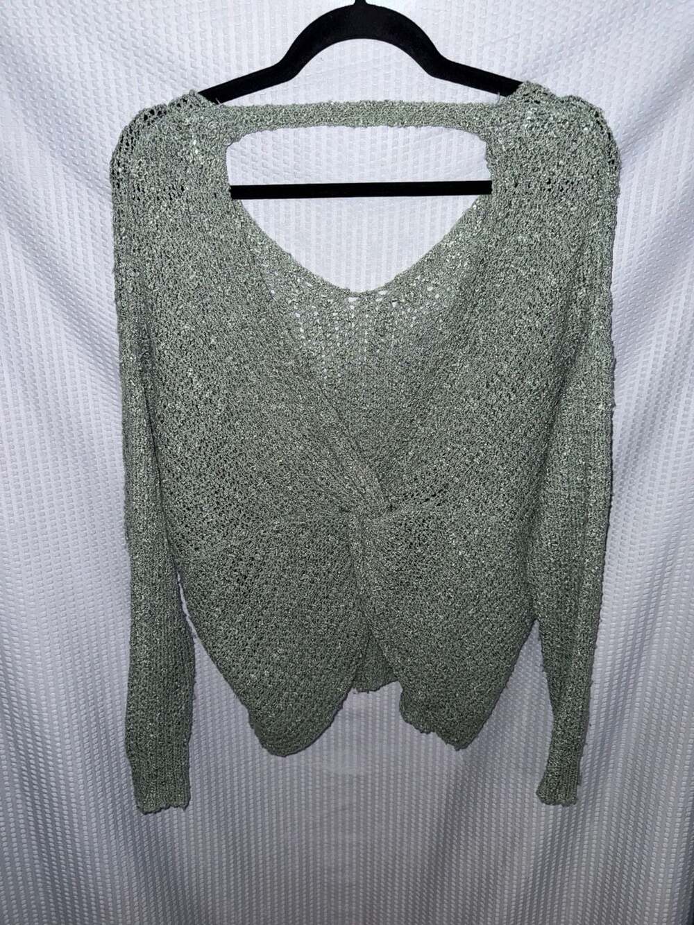 Altar'd State Green Marled Knit V-Neck Sweater - Picture 2 of 3